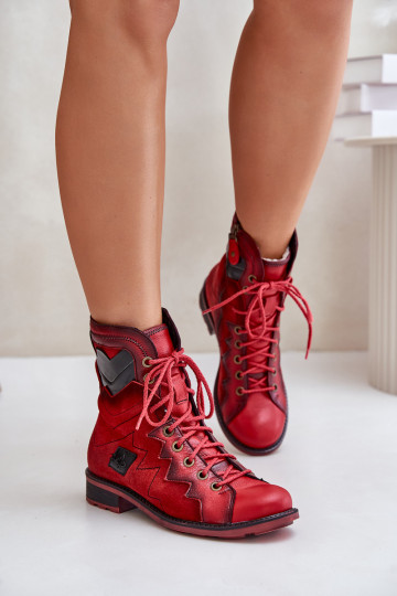 Āda siltināti Sieviešu puszābaki ar platiem papēžiem Tā irciejka 06106-08 sarkanas krāsas