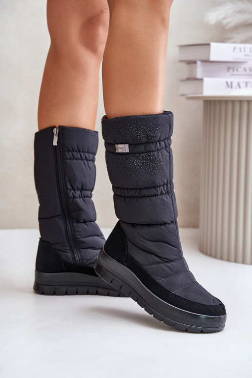 Sieviešu sniega apavi Ar Dekorāciju Progress PROGJ-24-147 melnas krāsas