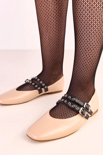 Smilšu krāsas balerīnas ar...