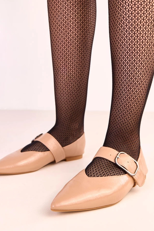 Smilšu krāsas balerīnas ar sprādzi Lena