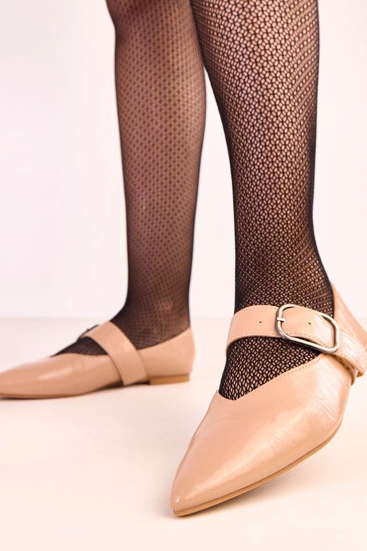 Smilšu krāsas balerīnas ar sprādzi Lena