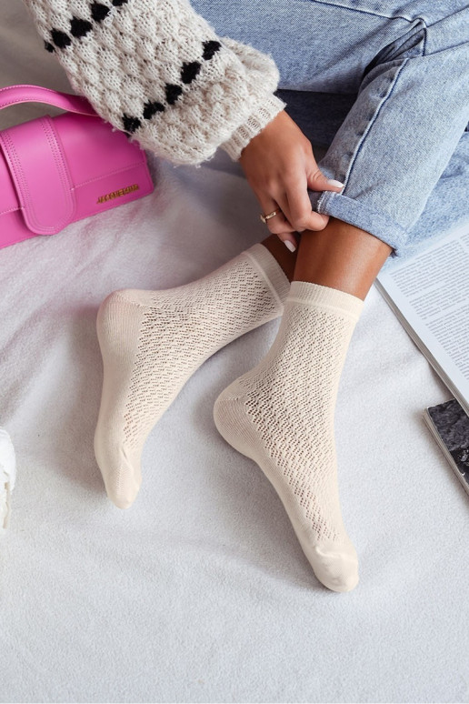 Zeķes Sieviešu Ažūrs Ecru Zeķes Sieviešu Ažūrs Ecru