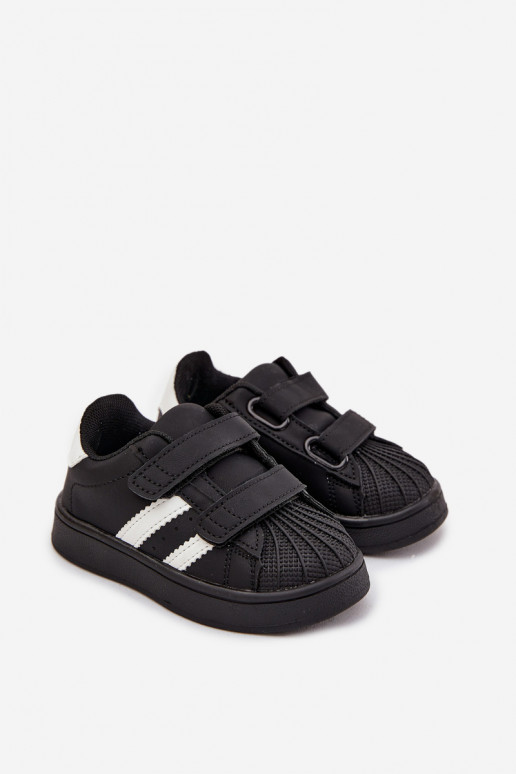 Bērnu sporta apavi Sneakers modeļa apavi no eko ādas melnas krāsas Renel