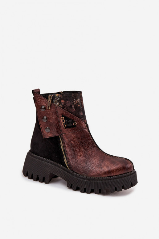 Āda siltināti Sieviešu puszābaki ar platformu Un Plakanie Papēži Tā irciejka 06140-02 brūnas krāsas