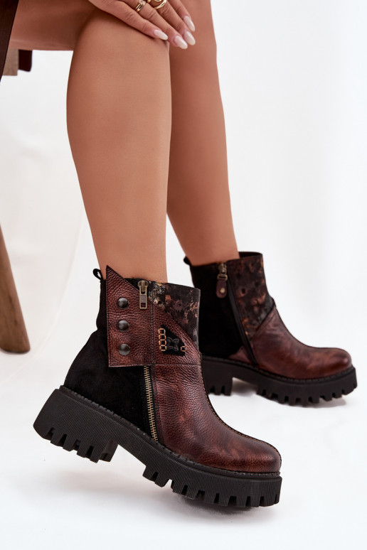 Āda siltināti Sieviešu puszābaki ar platformu Un Plakanie Papēži Tā irciejka 06140-02 brūnas krāsas