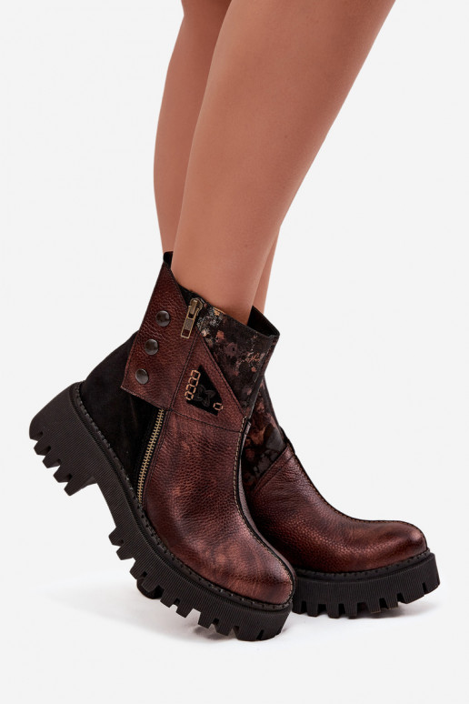 Āda siltināti Sieviešu puszābaki ar platformu Un Plakanie Papēži Tā irciejka 06140-02 brūnas krāsas