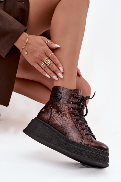 Āda Sieviešu puszābaki ar platformu Tā irciejka 06309-32 Metālisks Brąz Āda Sieviešu puszābaki ar platformu Tā irciejka 06309-32 Metālisks Brąz