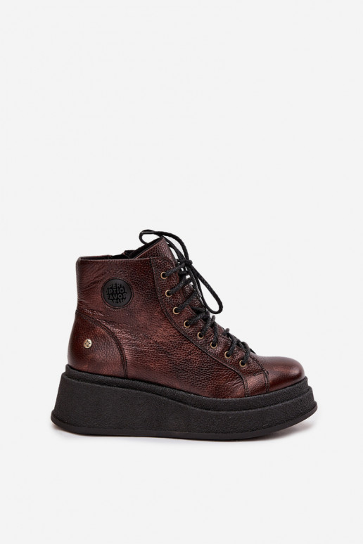 Āda Sieviešu puszābaki ar platformu Tā irciejka 06309-32 Metālisks Brąz Āda Sieviešu puszābaki ar platformu Tā irciejka 06309-32 Metālisks Brąz