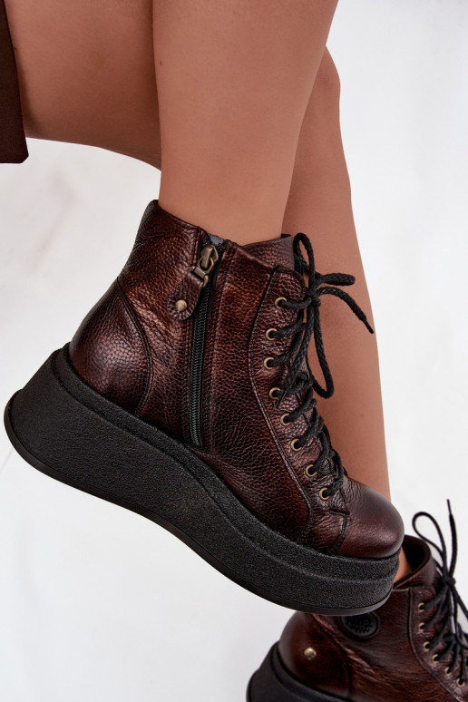 Āda Sieviešu puszābaki ar platformu Tā irciejka 06309-32 Metālisks Brąz Āda Sieviešu puszābaki ar platformu Tā irciejka 06309-32 Metālisks Brąz