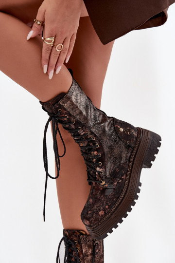 Sieviešu puszābaki zābaki Tā irciejka 06203-32 brūnas krāsas-Zelta krāsas