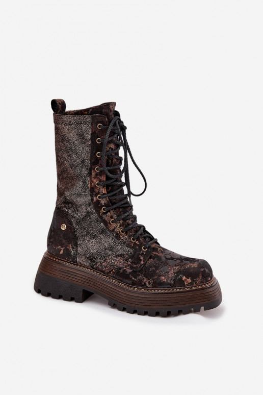 Sieviešu puszābaki zābaki Tā irciejka 06203-32 brūnas krāsas-Zelta krāsas