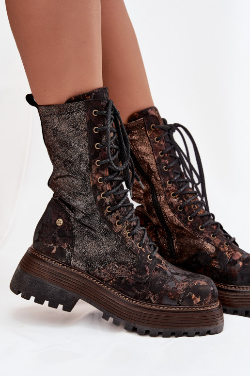 Sieviešu puszābaki zābaki Tā irciejka 06203-32 brūnas krāsas-Zelta krāsas Sieviešu puszābaki zābaki Tā irciejka 06203-32 brūnas krāsas-Zelta krāsas