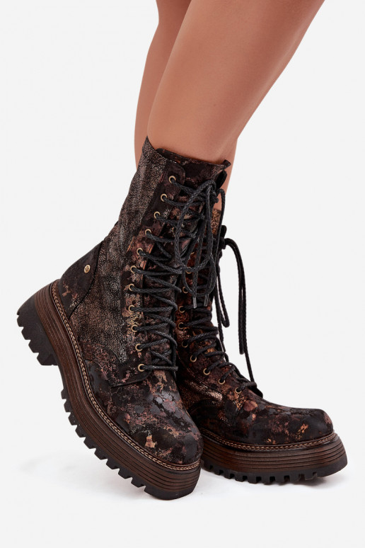 Sieviešu puszābaki zābaki Tā irciejka 06203-32 brūnas krāsas-Zelta krāsas