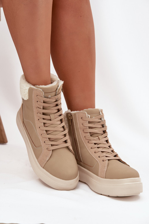ziemas apavi Sieviešu ar siltinājumu Lee Cooper LCJ-25-01-3736 smilšu krāsas