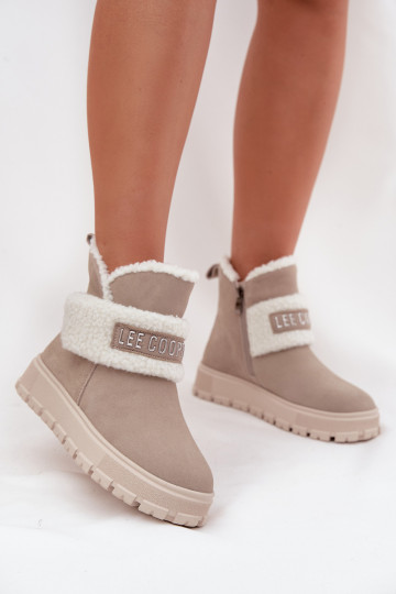 sniega apavi Sieviešu puszābakiIeslēgtsturalnego zamšādasu ar siltinājumu Lee Cooper LCJ-25-01-3739 Pelēkas krāsas 2