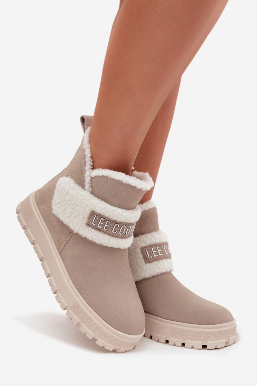 sniega apavi Sieviešu puszābakiIeslēgtsturalnego zamšādasu ar siltinājumu Lee Cooper LCJ-25-01-3739 Pelēkas krāsas sniega apavi Sieviešu puszābakiIeslēgtsturalnego zamšādasu ar siltinājumu Lee Cooper LCJ-25-01-3739 Pelēkas krāsas