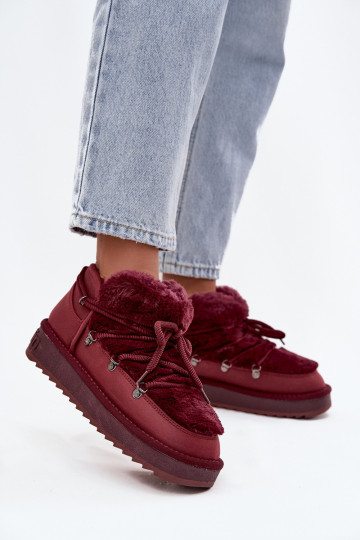 Zems sniega apavi ar platformu ar kažokādu D.Franklin DFSH370011 bordo krāsas