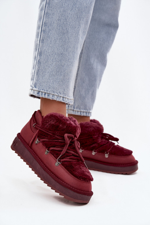 Zems sniega apavi ar platformu ar kažokādu D.Franklin DFSH370011 bordo krāsas Zems sniega apavi ar platformu ar kažokādu D.Franklin DFSH370011 bordo krāsas