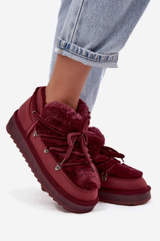 Zems sniega apavi ar platformu ar kažokādu D.Franklin DFSH370011 bordo krāsas