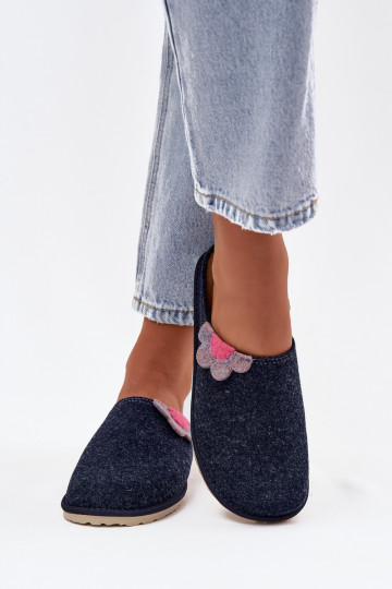 Čības Sieviešu Ar Ziedu Inblu CS000043 tumši zilas krāsas 2