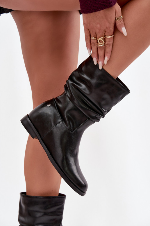 Āda Sieviešu puszābaki Ar volāniem siltināti Tā irciejka K7211-01 melnas krāsas