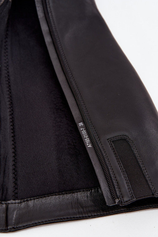 Āda siltināti sieviešu garie zābaki ar papēdi Tā irciejka A7165-01 melnas krāsas