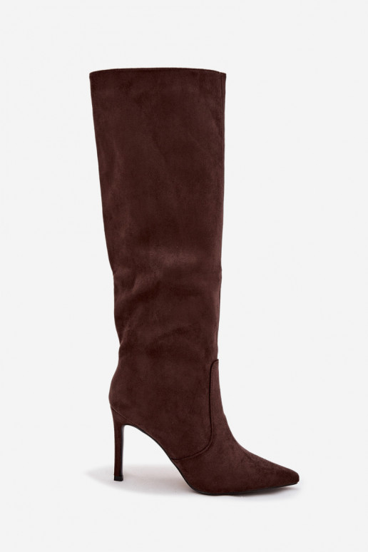 siltināti sieviešu garie zābaki ar papēdiEko zamšādau CzekoladoIne Rosavine siltināti sieviešu garie zābaki ar papēdiEko zamšādau CzekoladoIne Rosavine