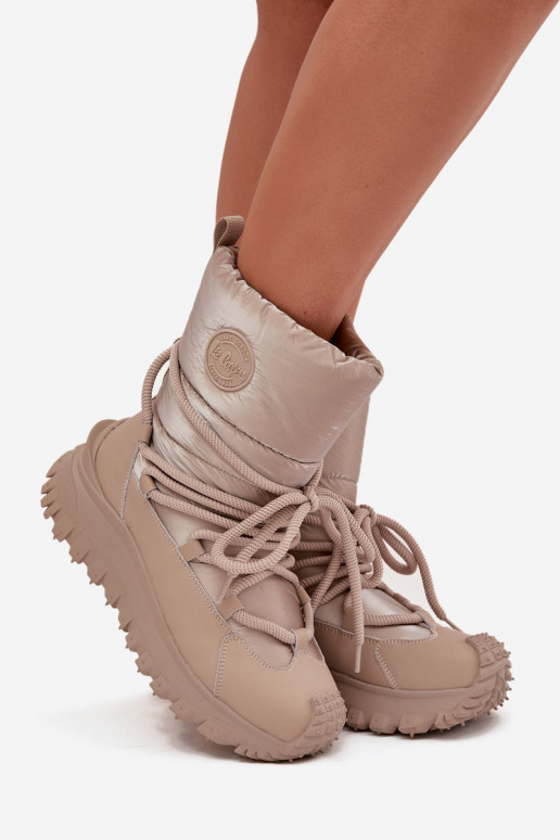 Āda sniega apavi ar platformu Lee Cooper LCJ-25-12-3663 smilšu krāsas-Zelta krāsas