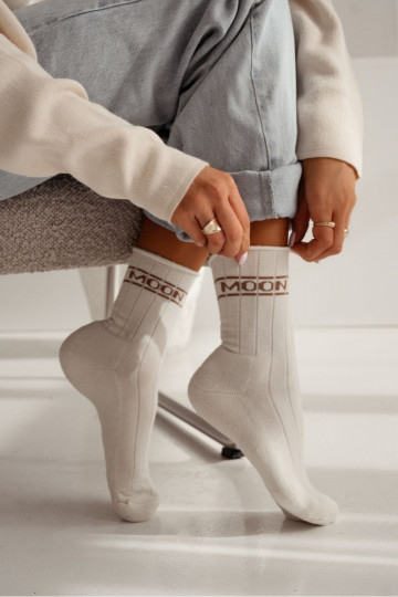 Zeķes Sieviešu Półfrotte UNIQUE Bez spiediena MOON Ecru