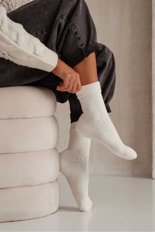 Zeķes Sieviešu Frotte Zygzak Ecru