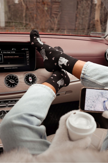 Zeķes Sieviešu Kaķi I ar sirsniņām melnas krāsas