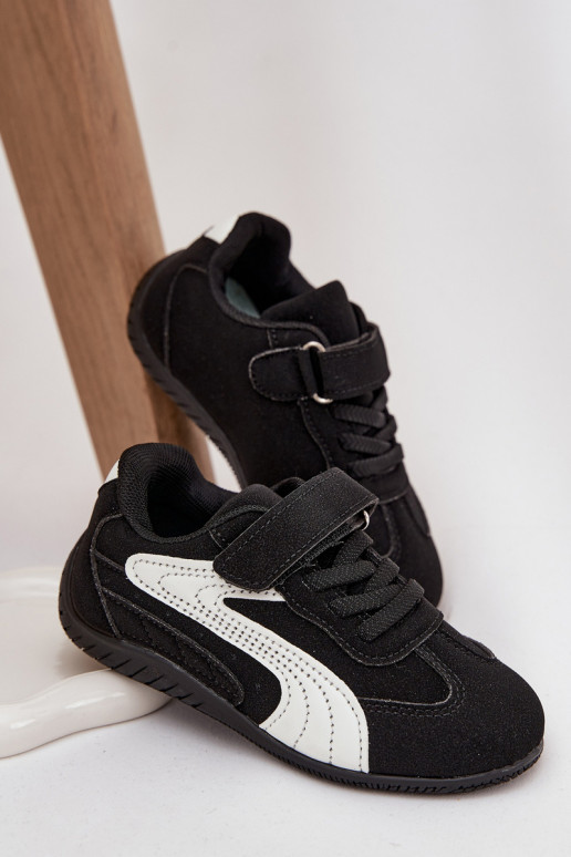 apavi Bērnu apaviar lipīgām aizdarēmem Melns-baltas krāsas Perrin