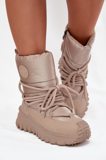 Āda sniega apavi ar platformu Lee Cooper LCJ-25-12-3663 smilšu krāsas-Zelta krāsas