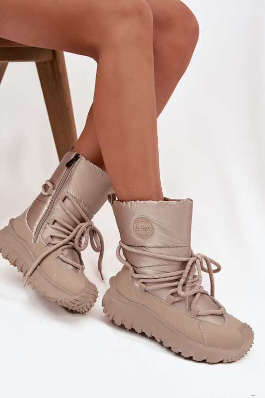 Āda sniega apavi ar platformu Lee Cooper LCJ-25-12-3663 smilšu krāsas-Zelta krāsas