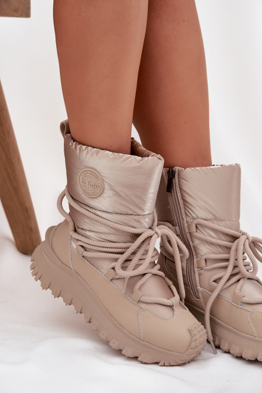 Āda sniega apavi ar platformu Lee Cooper LCJ-25-12-3663 smilšu krāsas-Zelta krāsas