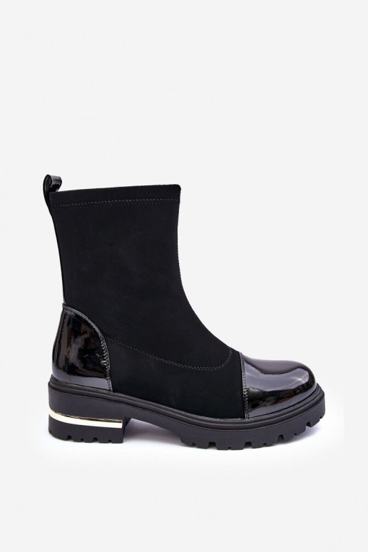 Āda Klasiska modeļa Sieviešu puszābaki ar platiem papēžiem melnas krāsas Shendete