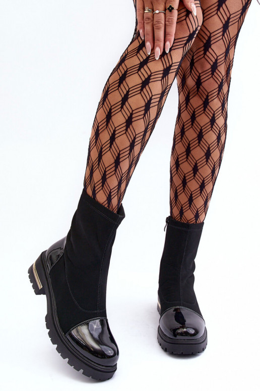 Āda Klasiska modeļa Sieviešu puszābaki ar platiem papēžiem melnas krāsas Shendete