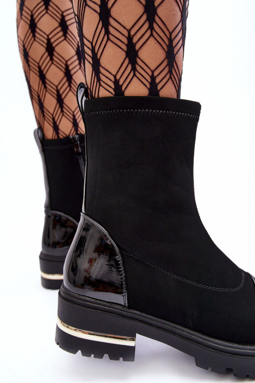 Āda Klasiska modeļa Sieviešu puszābaki ar platiem papēžiem melnas krāsas Shendete