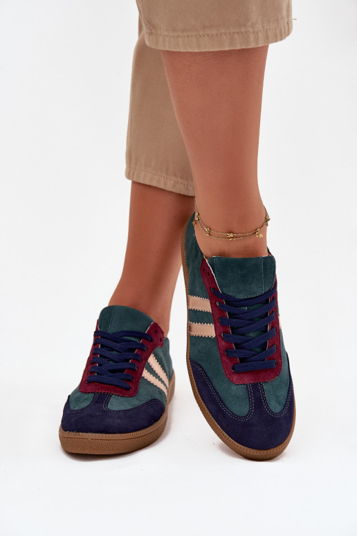 Zazoo N1068 zamšādas Zems Sneakers modeļa apavi Sieviešu ButelkoIna Zieleń