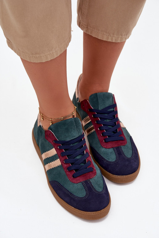 Zazoo N1068 zamšādas Zems Sneakers modeļa apavi Sieviešu ButelkoIna Zieleń