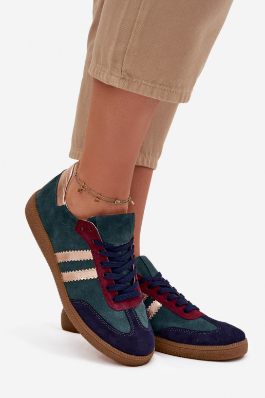 Zazoo N1068 zamšādas Zems Sneakers modeļa apavi Sieviešu ButelkoIna Zieleń