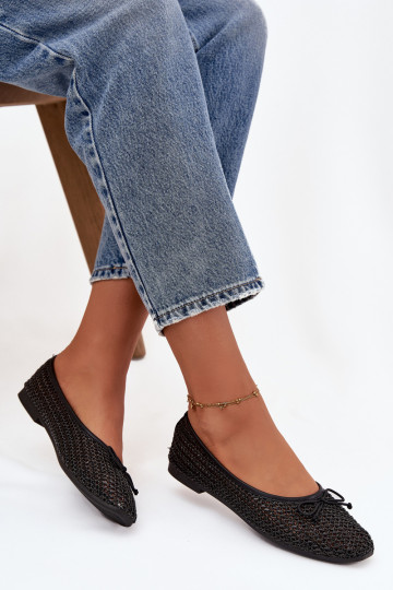 Balerīnas Ar bizi I Kokardką melnas krāsas Belirra