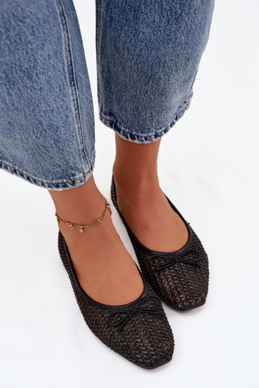 Balerīnas Ar bizi I Kokardką melnas krāsas Belirra