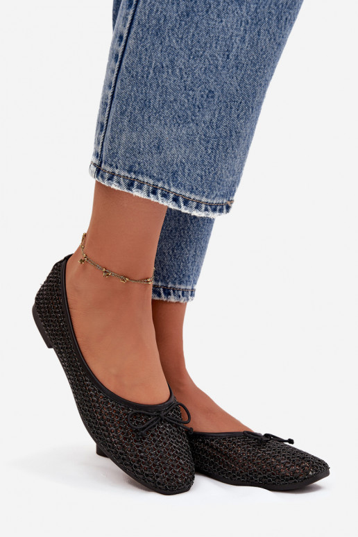 Balerīnas Ar bizi I Kokardką melnas krāsas Belirra