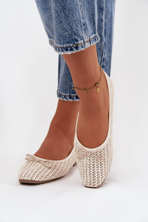 Balerīnas Ar bizi I Kokardką Ecru Belirra