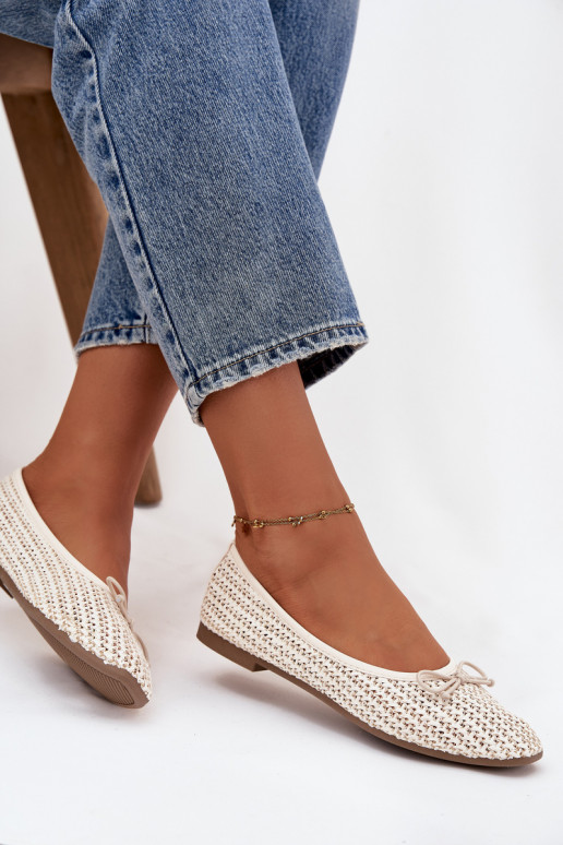Balerīnas Ar bizi I Kokardką Ecru Belirra