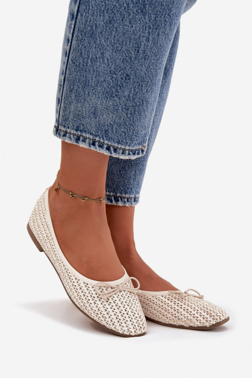 Balerīnas Ar bizi I Kokardką Ecru Belirra