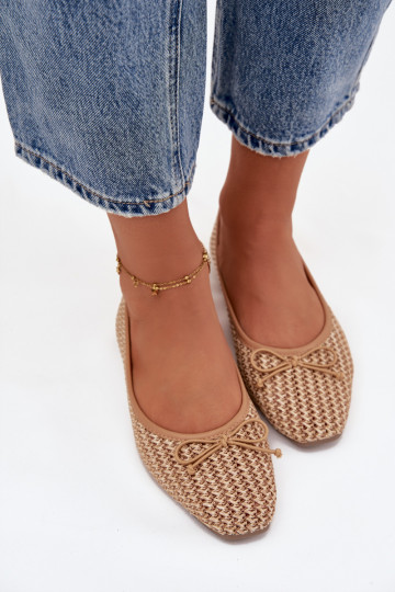 Balerīnas Ar bizi I Kokardką brūnas krāsas Belirra