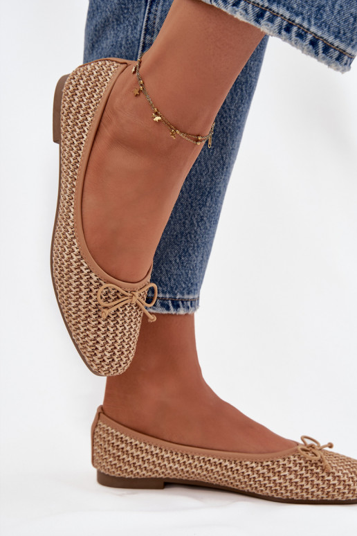 Balerīnas Ar bizi I Kokardką brūnas krāsas Belirra