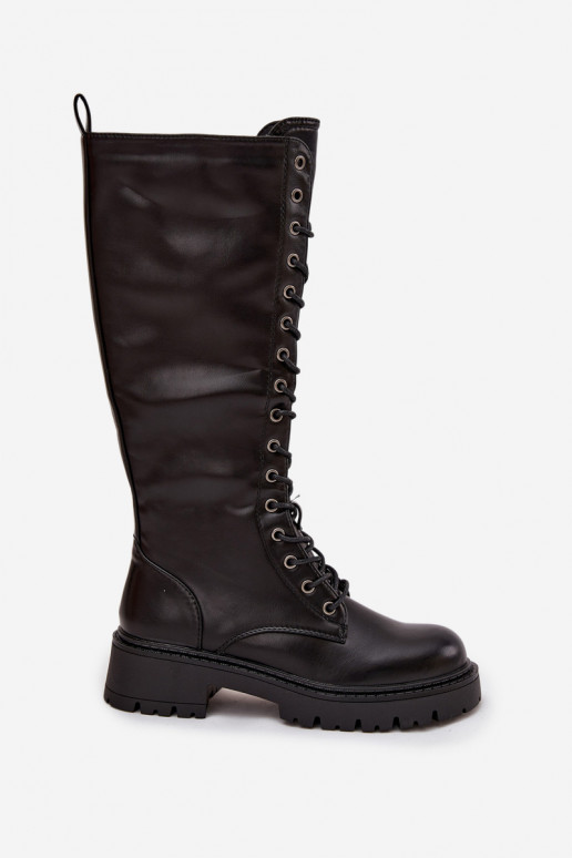 siltināti šņorējami garie zābaki Kerzi Sieviešu melnas krāsas Novissa